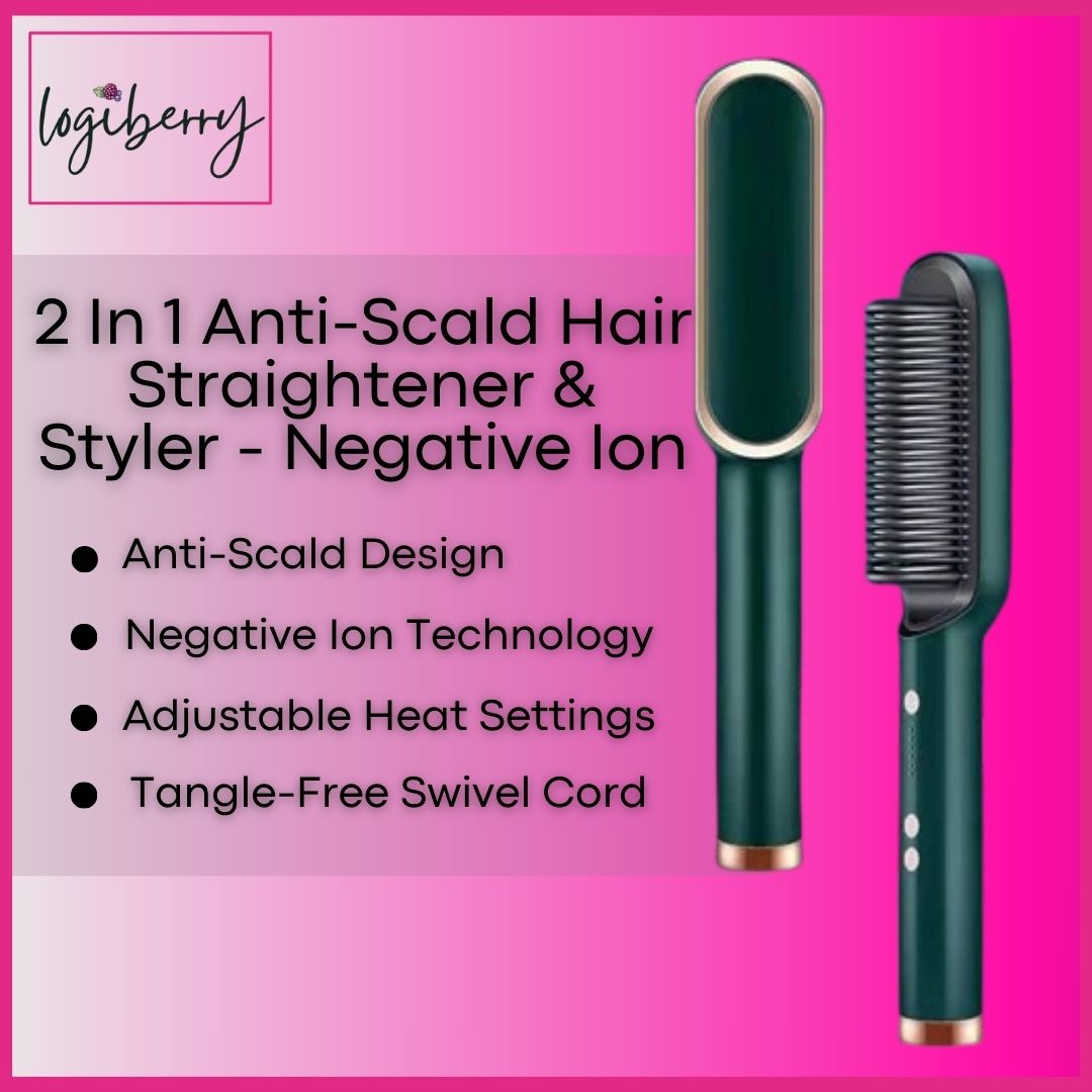 2 In 1 Anti-Scald Hair Straightener & Styler - Negative Ion