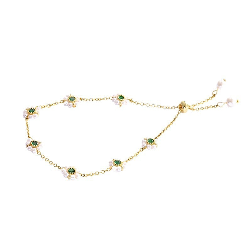 Pearl Flowers Bracelet - Adjustable Chain Bracelet