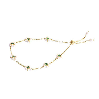 Pearl Flowers Bracelet - Adjustable Chain Bracelet