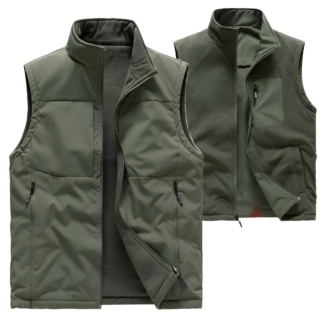 Men's Double-sided Fleece Vest Winter Warm Loose Sleeveless Tank Outdoor Workwear Vest Clothing