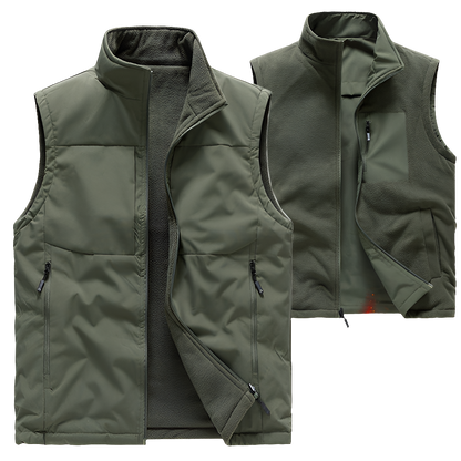 Men's Double-sided Fleece Vest Winter Warm Loose Sleeveless Tank Outdoor Workwear Vest Clothing