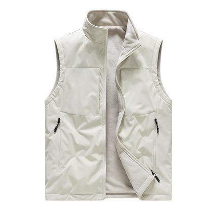 Men's Double-sided Fleece Vest Winter Warm Loose Sleeveless Tank Outdoor Workwear Vest Clothing